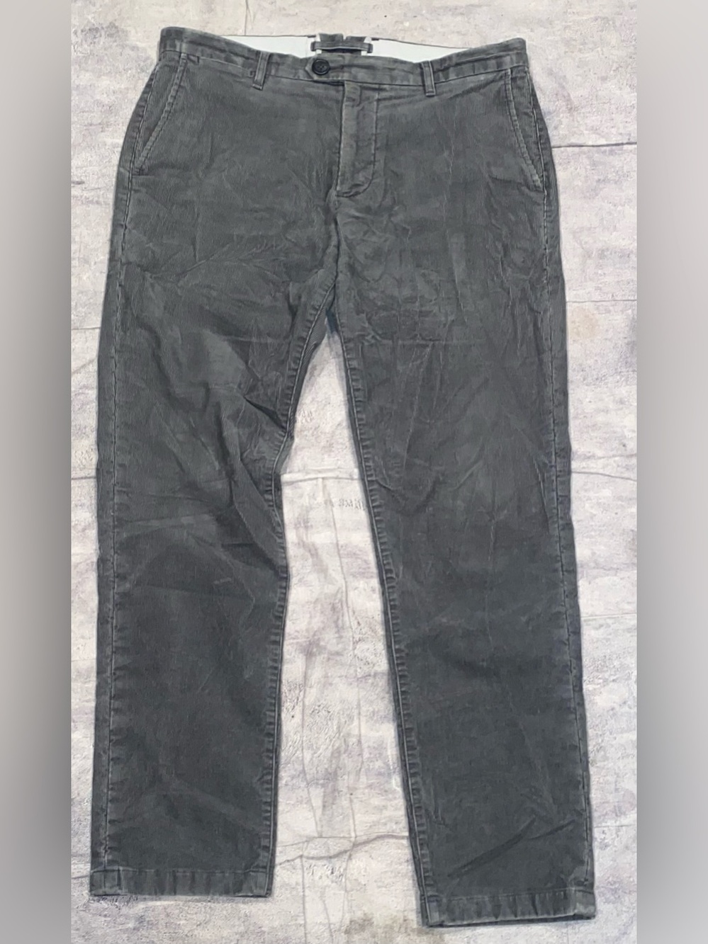 Proper Cloth Stratton Delave Washed Grey Stretch Corduroy Pants Trouser Work 33